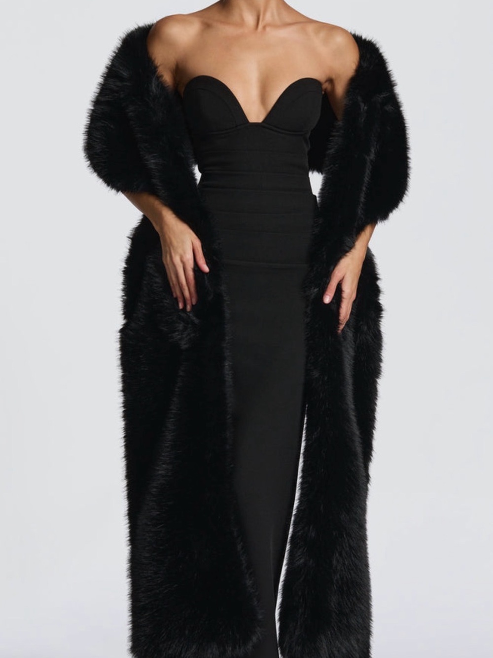 Black Faux Fur Shawl